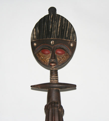 African Asanti Akuaba Fertility Sculpture Statue Vintage Handcrafted in Ghana  28.5"H X 7.75"W