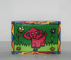 Pink Elephant Wood Box Carved Painted Vibrant Colors South Africa 6"W X 4"D X 3"H - Cultures International From Africa To Your Home