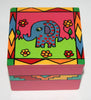 Purple Polka Dot Elephant Wood Box Vibrant Colors African Folk Art 4"W X 4"D X 3"H - Cultures International From Africa To Your Home