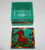 Happy Red Zebra Wood Box Vibrant Colors African Folk Art 4"W X 4"D X 3"H - Cultures International From Africa To Your Home