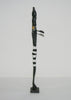 Vintage Beaded African Tribal Stick Doll Female Black/White Beads Carved Ebony Wood and Bronze  22.25" H - Cultures International From Africa To Your Home