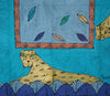African Leopard Tapestry/Tablecloth Colors of Indigo, Gold, Periwinkle, Green, Purple, Blue 55"X 58" South Africa - Cultures International From Africa To Your Home