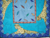 African Leopard Tapestry/Tablecloth Colors of Indigo, Gold, Periwinkle, Green, Purple, Blue 55"X 58" South Africa - Cultures International From Africa To Your Home