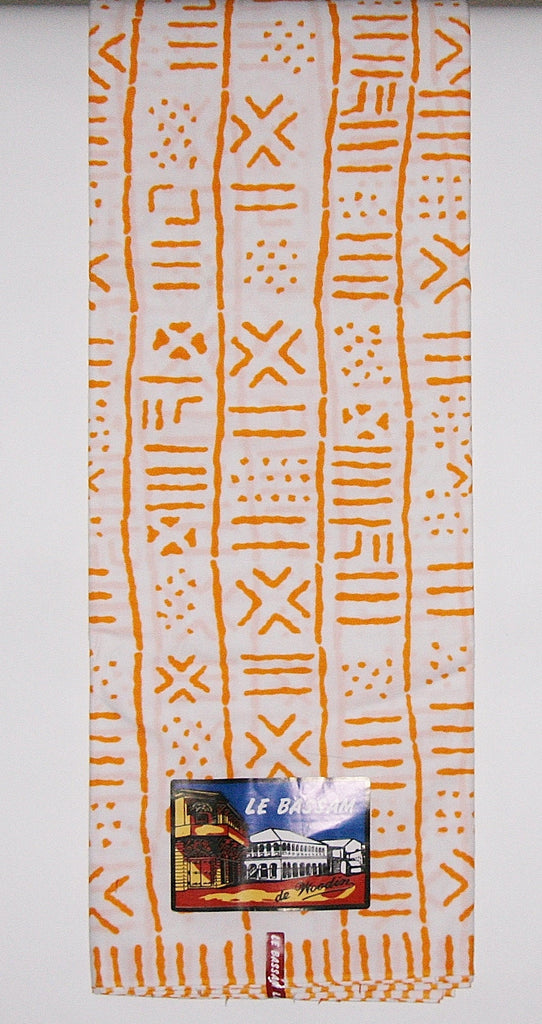 African Fabric Le Bassam de Woodin 6 Yards Classic Orange White