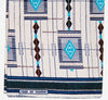 African Fabric 6 Yards Vlisco Tisse de Woodin Classic Cyan Blue, White, Navy, Chocolate,Turquoise Boho Abstract Elements - Cultures International From Africa To Your Home