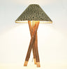 African Table Lamp Leopard Design Suede Goatskin Shade Rescued Wood 26.5" H - Cultures International From Africa To Your Home