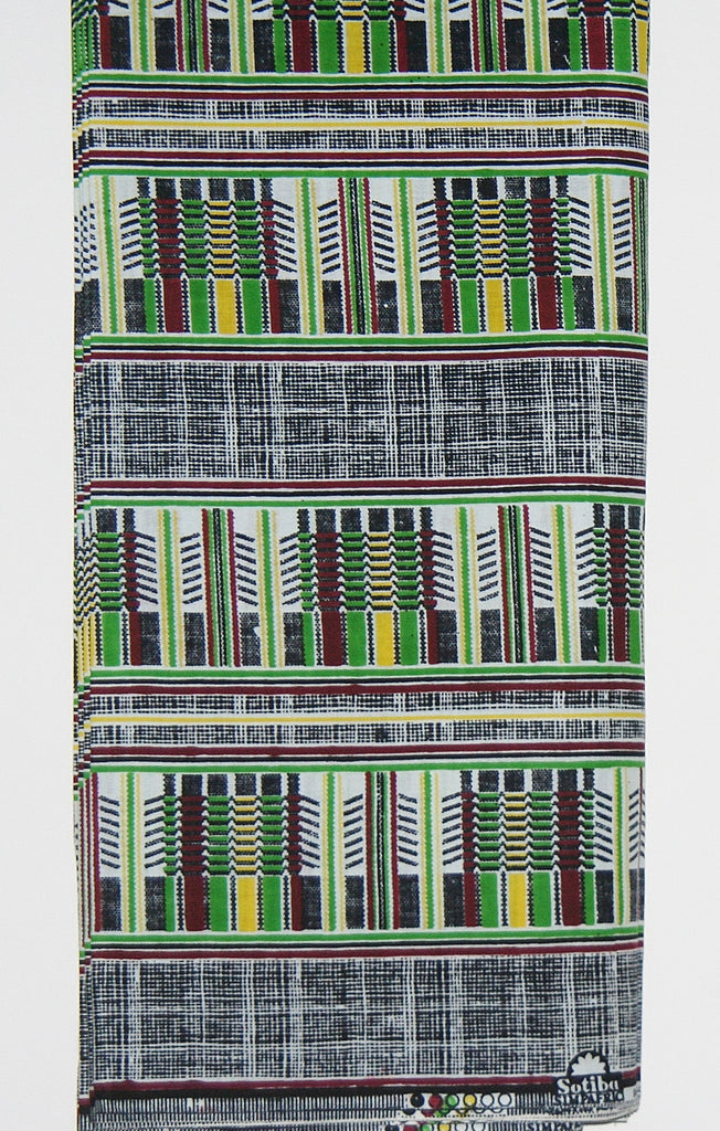 African Fabric 12 Yards Classic Sotiba Senegal, Green, White, Wine, Yellow, Black African Ankara - Cultures International From Africa To Your Home