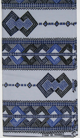 African Fabric 6 Yards Vlisco Classic Couleurs de Woodin Geometric Blue - Cultures International From Africa To Your Home