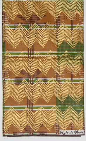 African Fabric 6 Yards Classic Couleurs de Woodin Geometric Waxed Gold