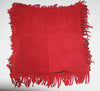 Red Leather & Suede Pillow Cover With Fringe Full Grain African Bovine Leather - Cultures International From Africa To Your Home