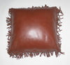Leather & Suede Pillow Cover Fringe Chestnut Full Grain - Cultures International From Africa To Your Home