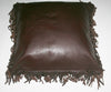 Leather & Suede Pillow Cover Fringe Chocolate Color Full Grain - Cultures International From Africa To Your Home