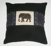 African Elephant Pillow Tribal Design Black with Ivory Gold Gray Red Applique Handpainted  18"X 18" - Cultures International From Africa To Your Home