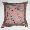 African Pillow Silver Feathers Pink Silver Black 19" X 19" - Cultures International From Africa To Your Home