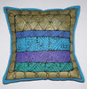 African Pillow Geometric Gold Blue Green Purple Hand Painted in South Africa Xhosa Tribal Textile  Fair Trade Free  Shipping U.S. - Cultures International From Africa To Your Home
