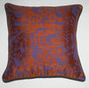 African Silk Pillow Copper Purple Giraffe Handwoven Raw Silk Black Piping - Cultures International From Africa To Your Home