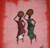 African Batik Art Tribal Women With Pots West Africa  22.5" X 18.5" - Cultures International From Africa To Your Home