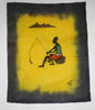 African Batik Art Tribal Fisherman Vintage West Africa  22.5" X 18.5" - Cultures International From Africa To Your Home