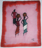 African Batik Art Tribal Women Abstract Painting Vintage West Africa  22.5" X 18.5" Signed By Artist - Cultures International From Africa To Your Home