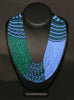 African Necklace Tribal Waterfall Design Blue Turquoise Green Matching Bracelet - Cultures International From Africa To Your Home