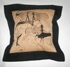 Tribal African Pillow Quilted Bushman Cave Art Pillow Tan and Black - Cultures International From Africa To Your Home