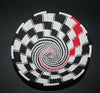 African Telephone Wire Bowl Zulu Basket White Black Red Swirl - 7.5" D X 3.75" H - Cultures International From Africa To Your Home