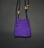 Purple Shoulder Bag South Africa Basketweave With Leather and Beading Small 7"H X 4"W Double Straps 14"L - Cultures International From Africa To Your Home