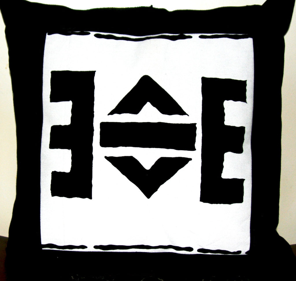 Designer Abstract African Tribal Cushion Cover Handmade -  Black & White - Cultures International From Africa To Your Home