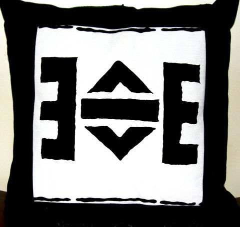 Designer Abstract African Tribal Cushion Cover Handmade -  Black & White