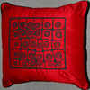African Silk Pillow Red Black Abstract Bushman Design in Raw Silk - Cultures International From Africa To Your Home