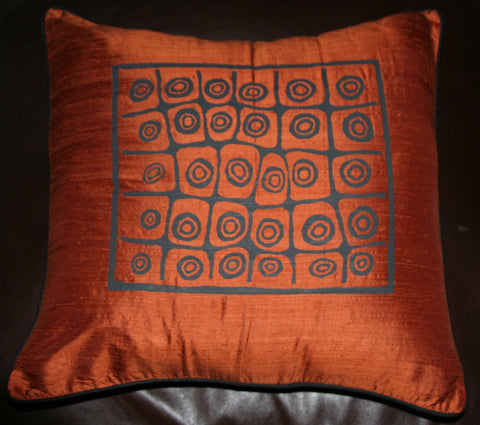 Silk Bushman Symbol Pillow Cover Copper - Cultures International From Africa To Your Home