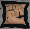 Tribal African Bushman Cave Art Pillow Handmade Tan/Black - Cultures International From Africa To Your Home