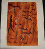 African Cave Art Fabric Painting 14.5" W X 19.5" L - Cultures International From Africa To Your Home