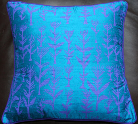 Designer Handwoven Blue Raw Silk African Pillow/Cushion Cover - Cultures International From Africa To Your Home