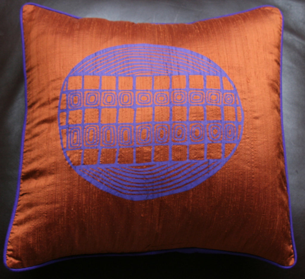 Designer Handwoven Copper Purple Raw Silk African Pillow/Cushion Cover - Cultures International From Africa To Your Home