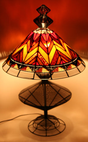 African Tiffany Style Stained Glass, Bead and Wire Lamp