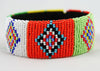 African Beaded Cuff Bangle Red White Green Blue - Cultures International From Africa To Your Home