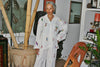 White Lounging Pajamas with Colorful Embroidered African People - Madagascar - Cultures International From Africa To Your Home