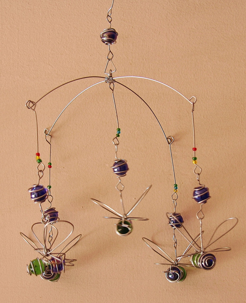 Suncatcher Bumble Bee Bead and Recycled Glass Mobile - Handcrafted in Zimbabwe - Cultures International From Africa To Your Home