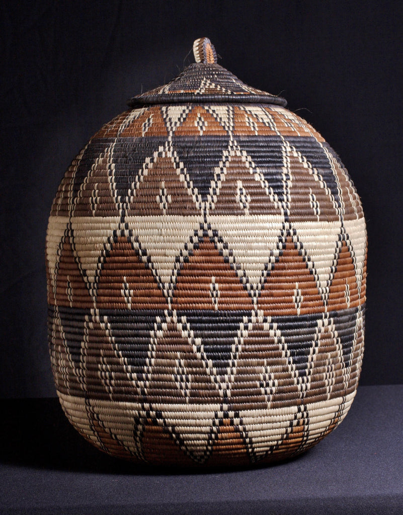 Vintage African Zulu Basket - Marriage Design 19" H X  47"C - Cultures International From Africa To Your Home