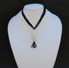 African Agate Pendant on Black Glass Beads Mali - Cultures International From Africa To Your Home