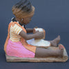 African Figurine Pottery Sculpture Woman Sifting Maize 5" X 5" X4" - Cultures International From Africa To Your Home