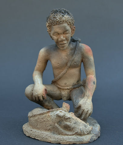 African Hunter Sculpture  7" X 5.5" - Cultures International From Africa To Your Home