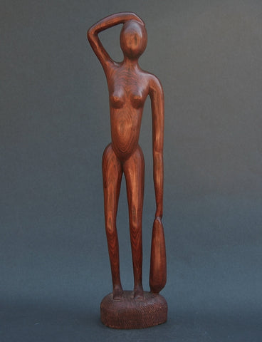 Sculpture African Nude WomanTanzania Carved Mahogany Wood - Cultures International From Africa To Your Home