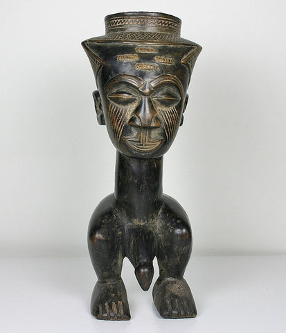 African Male Sculpture Kuba Royal Fertility Cup Congo 11.5" H X 5" W