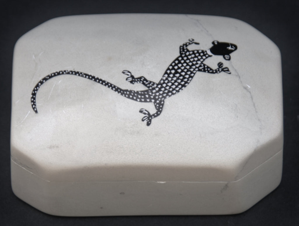 Soapstone Jewelry/Trinket Box Lizard Design Kenya - Cultures International From Africa To Your Home