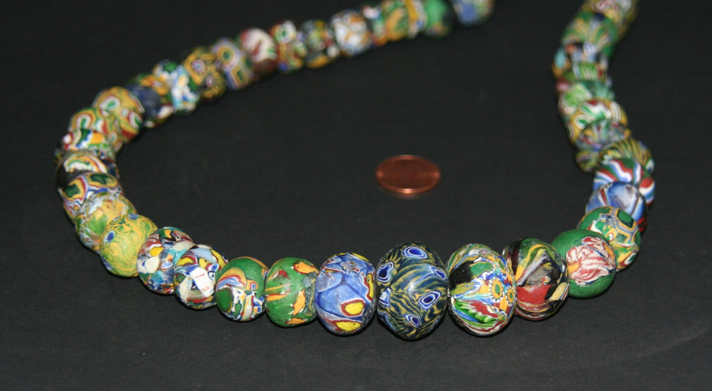 Aggrey Bodom Recycled African Trade Bead Necklace Multicolor Red Blue Yellow Green Blue  Rare Antique Handcrafted in Ghana - Cultures International From Africa To Your Home