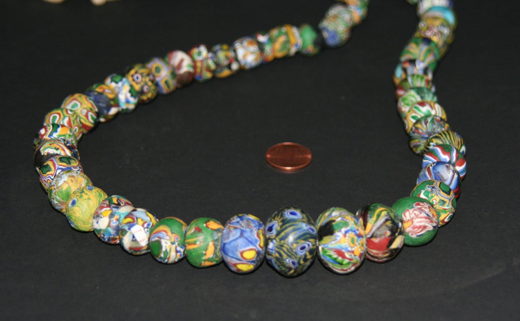 African Trade Bead Necklace in Blue - Nancy's Necklace
