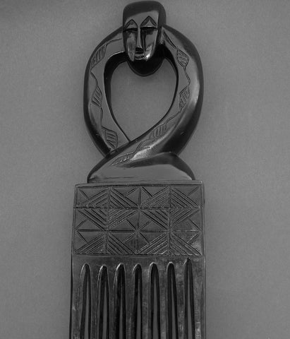 African Comb Wood Carved 21" H Decorative Wall Hanging Ghana