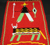 African Beaded Picture Mat Red Tribal Hunter Handwoven 11.5" X 7.25" South Africa - Cultures International From Africa To Your Home